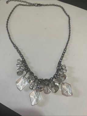 Crystal Drop Statement Necklace - Clear